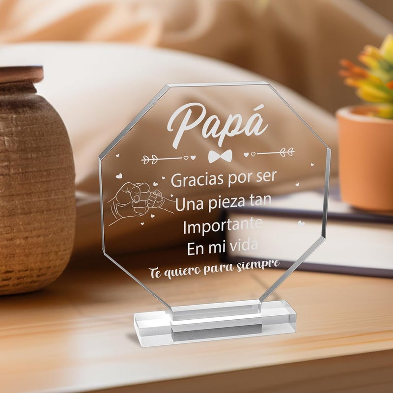 Yopyame Dad Gifts Acrylic Plaque - Regalos para Papá Acrylic Gift Keepsake Paperweight Gifts for Dad in Spanish Christmas Thanksgiving Father's Day Ideas Gifts for Dad Birthday from Son Daughter - Image 4